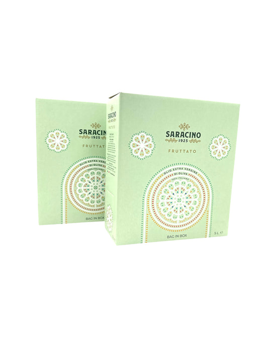 10 LITRI - OLIO FRUTTATO 2025/26 EXTRAVERGINE ITALIANO SARACINO 1925 - 2 X 5 Litri Bag in Box
