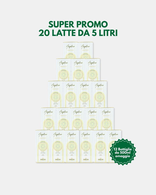 20 LATTE DA 5 LITRI: 100 LITRI DI OLIO NUOVO EXTRAVERGINE ITALIANO SARACINO 1925