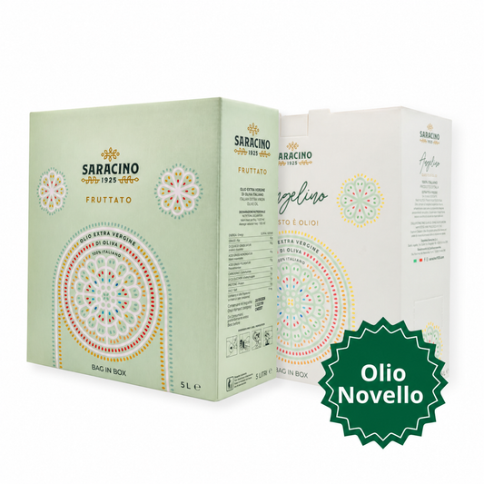 Olio Novello 10 Litri- 1 Bag in Box Olio extravergine di oliva Angelino + 1Bag in Box di Olio Fruttato - Saracino1925