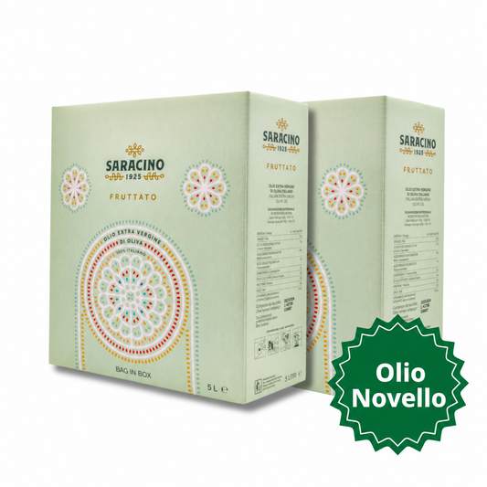 10 Litri - Olio Novello extravergine di oliva fruttato Italiano 2026/27 - 2 Bag in box da 5 litri - Saracino1925