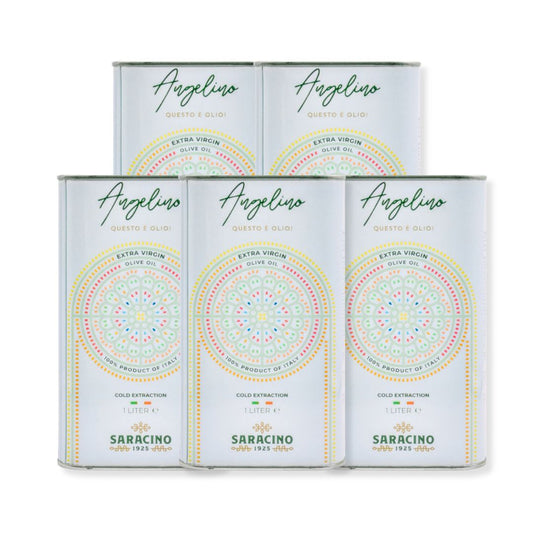 5 Litri - Olio extravergine Italiano - 5 Latte da 1 Litro - Saracino1925