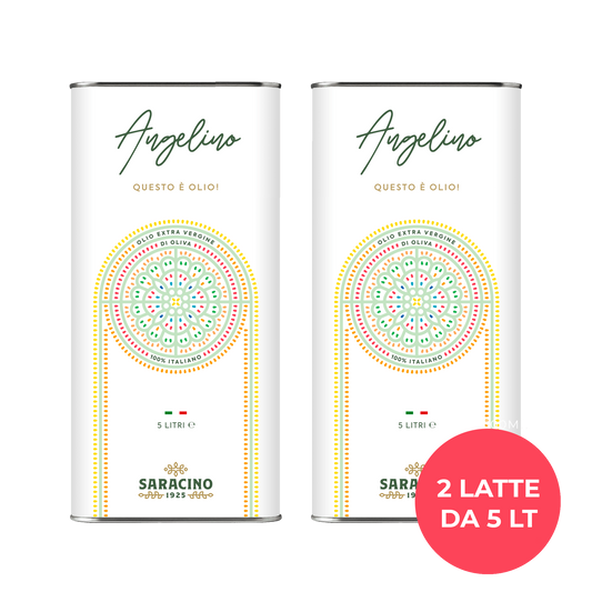 10 LITRI - OLIO 2024/25 EXTRAVERGINE ITALIANO SARACINO 1925- 2 X 5 Litri in LATTINE