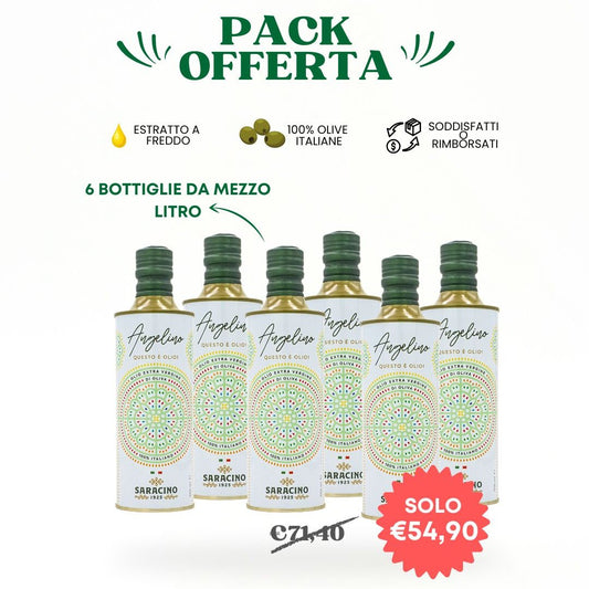 OLIO NOVELLO EXTRAVERGINE ITALIANO FRANTOIO SARACINO 1925 - 6 Bottiglie da 500 ml