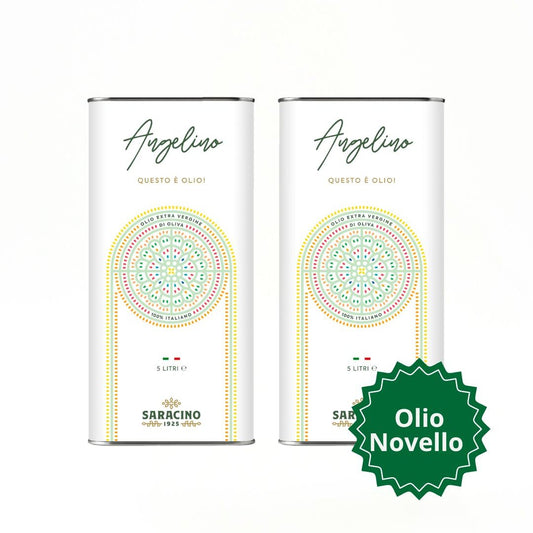 🆘 TERMINATA 🆘  10 LITRI -  OLIO NOVELLO 2024/25 EXTRAVERGINE ITALIANO SARACINO 1925- 2 X 5 Litri in LATTINE