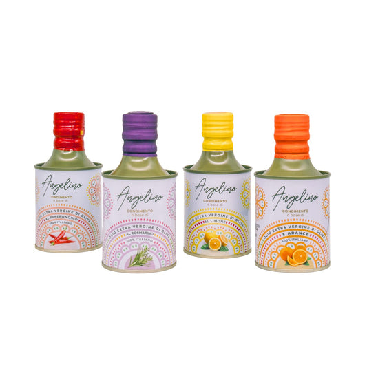 KIT di 4 bottiglie da 250ml con olio extravergine di oliva aromatizzato - Saracino1925